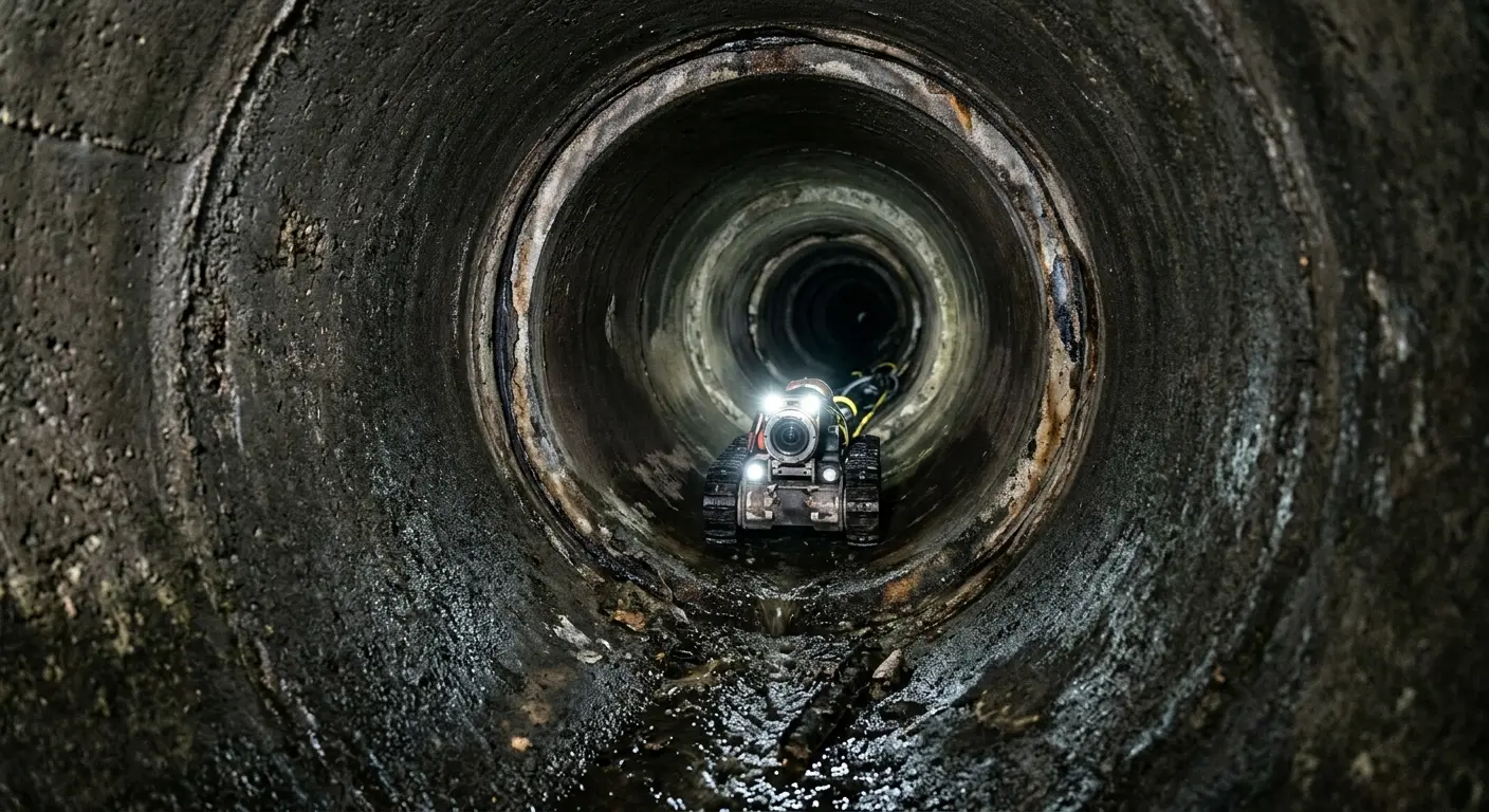 Robotic sewer camera inspecting pipe interior for Sewer Line Repair in La Puente